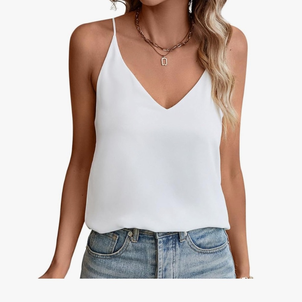 RW&CO Elegant Ivory Spaghetti Strap Top
